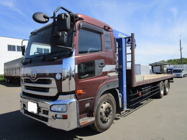 日産UD クオン 平ボディ・クレーン付 平成25年式 QKG-CW5ZL｜画像1