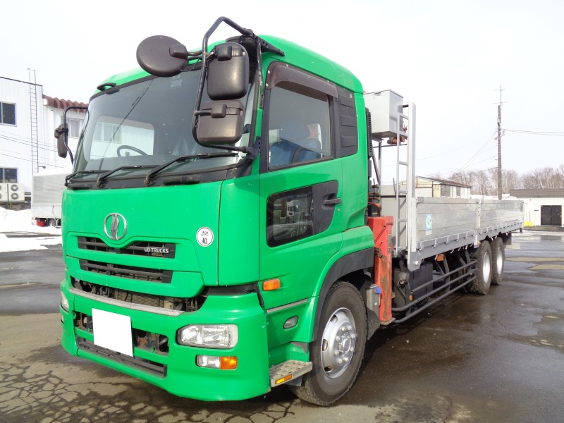 日産UD クオン 平ボディ・クレーン付 平成19年式 PKG-CW4ZL｜画像1