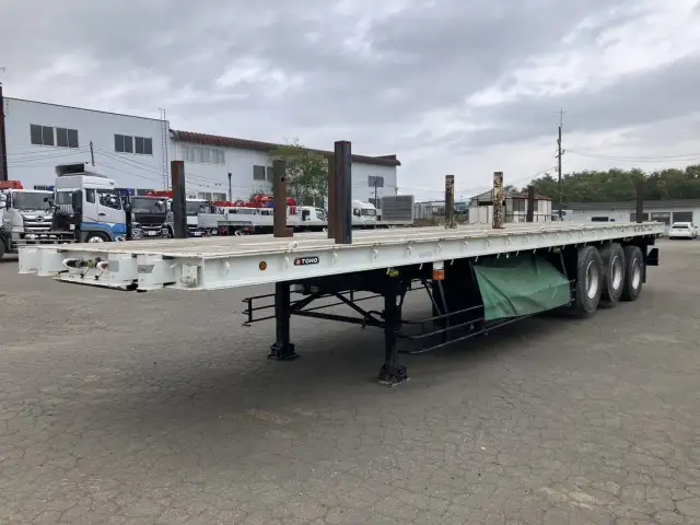 ナンバー付 令和3年 東邦 12M3軸フラットトレーラー リフトアクスル(後後軸残し) 積載:27,700㎏ 第五輪:10,400㎏以上の画像1