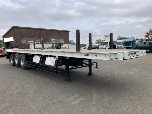 ナンバー付 令和3年 東邦 12M3軸フラットトレーラー リフトアクスル(後後軸残し) 積載:27,700㎏ 第五輪:10,400㎏以上の画像3