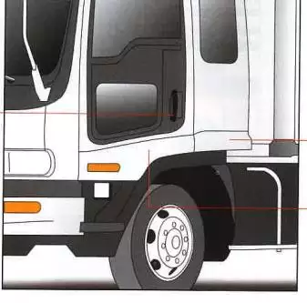 いすゞフォワード用 コーナーパネル(中古)左右セット売  サフェーサー仕上げ 部品番号=1-65481562-3(R)定価38,500円  1-65481563-3(L)定価38,500円の画像4