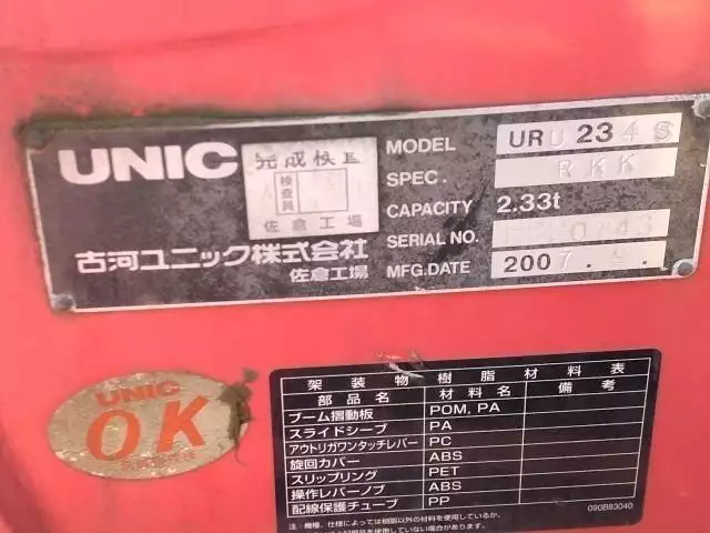 平成19年10月中古小型クレーン付三菱ふそうキャンターの画像17