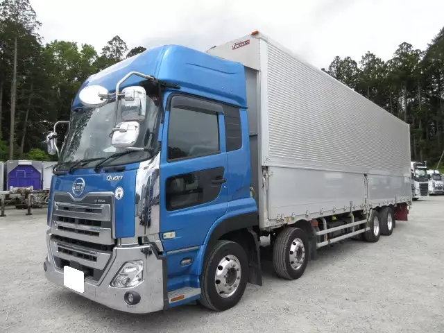 低走行!! 車検付(R6.6)平成30年 UD 低床4軸ウィング 390馬力 AT 積載:13,600kg バックモニター ETC2.0 ナビの画像1