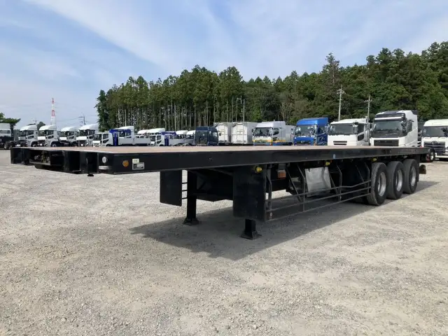 ナンバー付 令和2年 トレクス 12M3軸フラットトレーラー シングル引き リーフサス 第五輪:11,170㎏以上 積載:28,800㎏の画像1