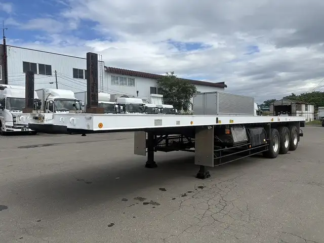 車検:令和8年2月25日 積載:29.1t フルハーフ 12m3軸フラットトレーラー スーパーシングル リフトアクスルの画像1